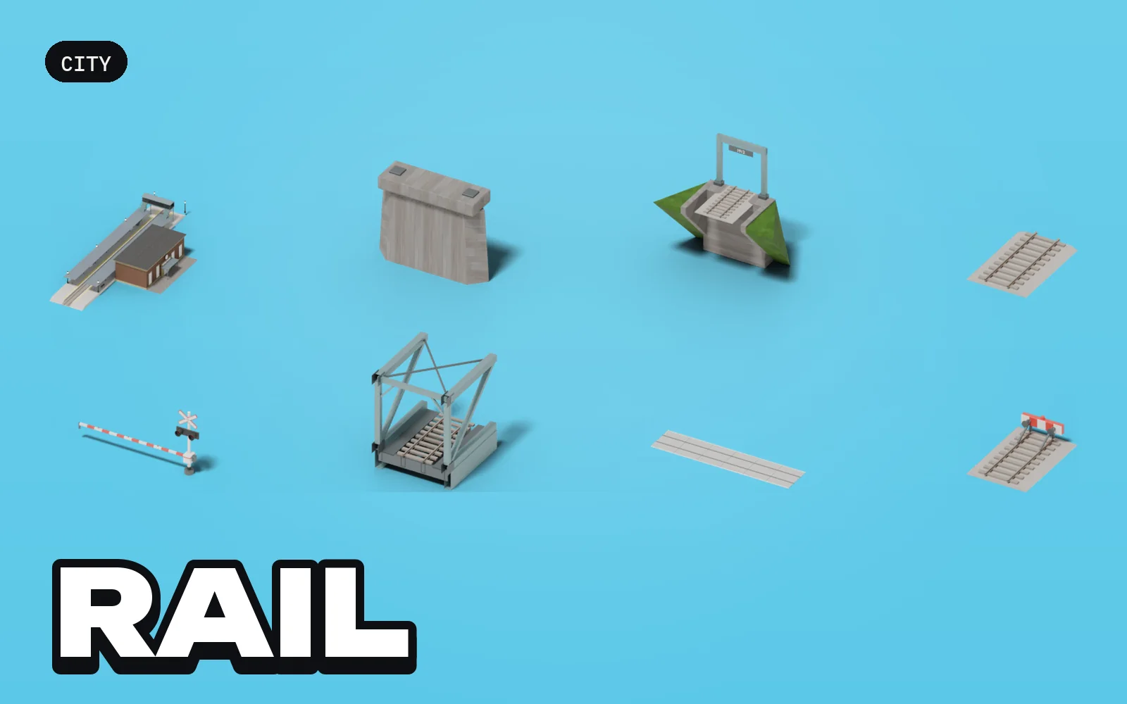 City: Rail: a selection of the pack's models