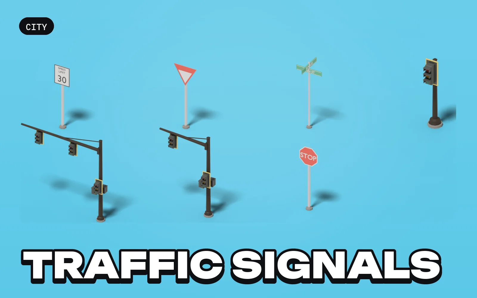 City: Traffic Signals: a selection of the pack's models