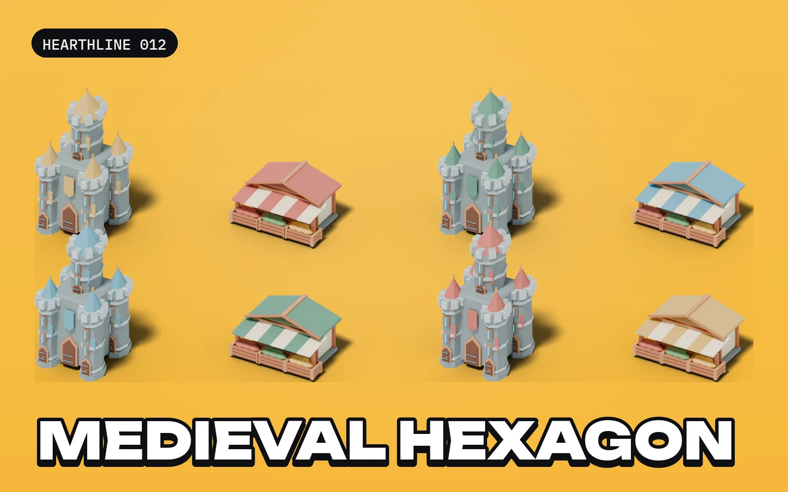 Hearthline 012: Medieval Hexagon: a selection of the pack's models