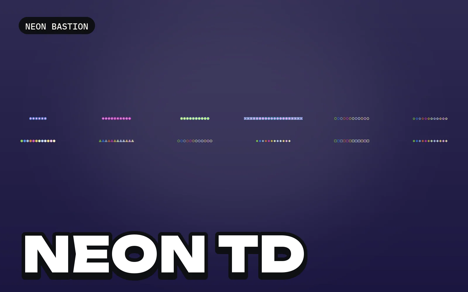 Neon Tower Defense Sprites: a selection of the pack's sprites