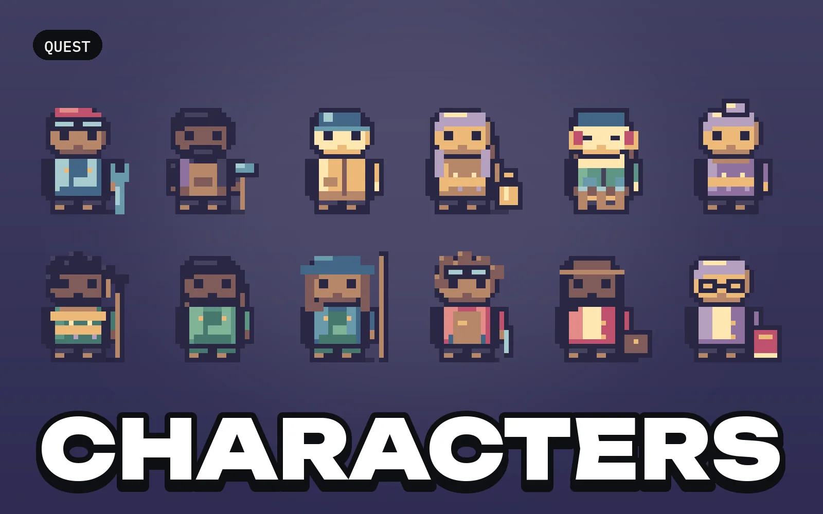 Quest: Characters: a selection of the pack's sprites