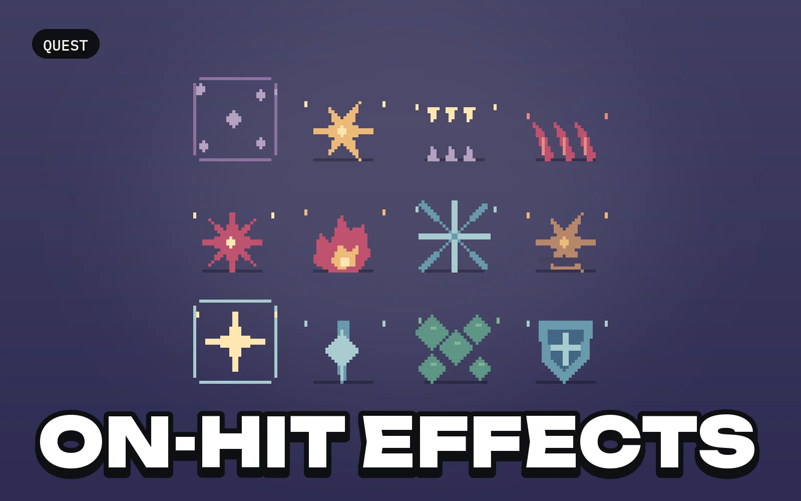 Quest: On-Hit Effects: a selection of the pack's sprites