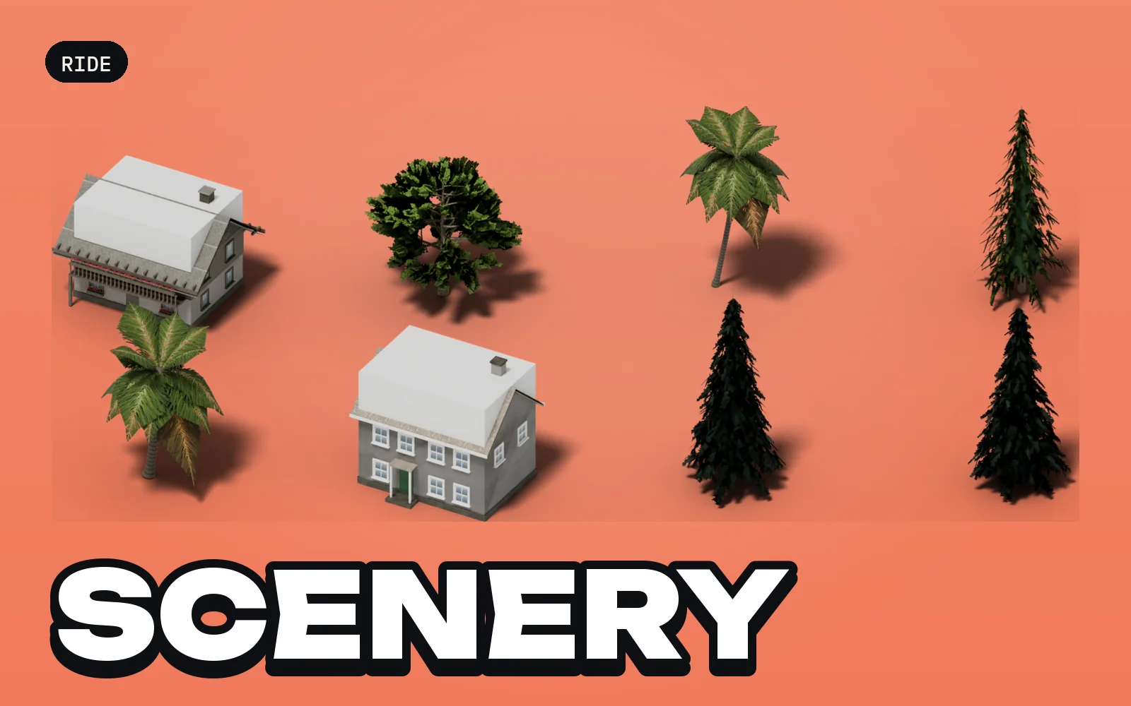 Ride: Scenery: a selection of the pack's models
